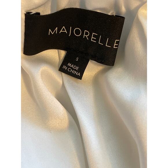 Majorelle Lisa Lined Mini Dress Tie Back Elbow Sleeves White Lurex Small - Picture 12 of 12